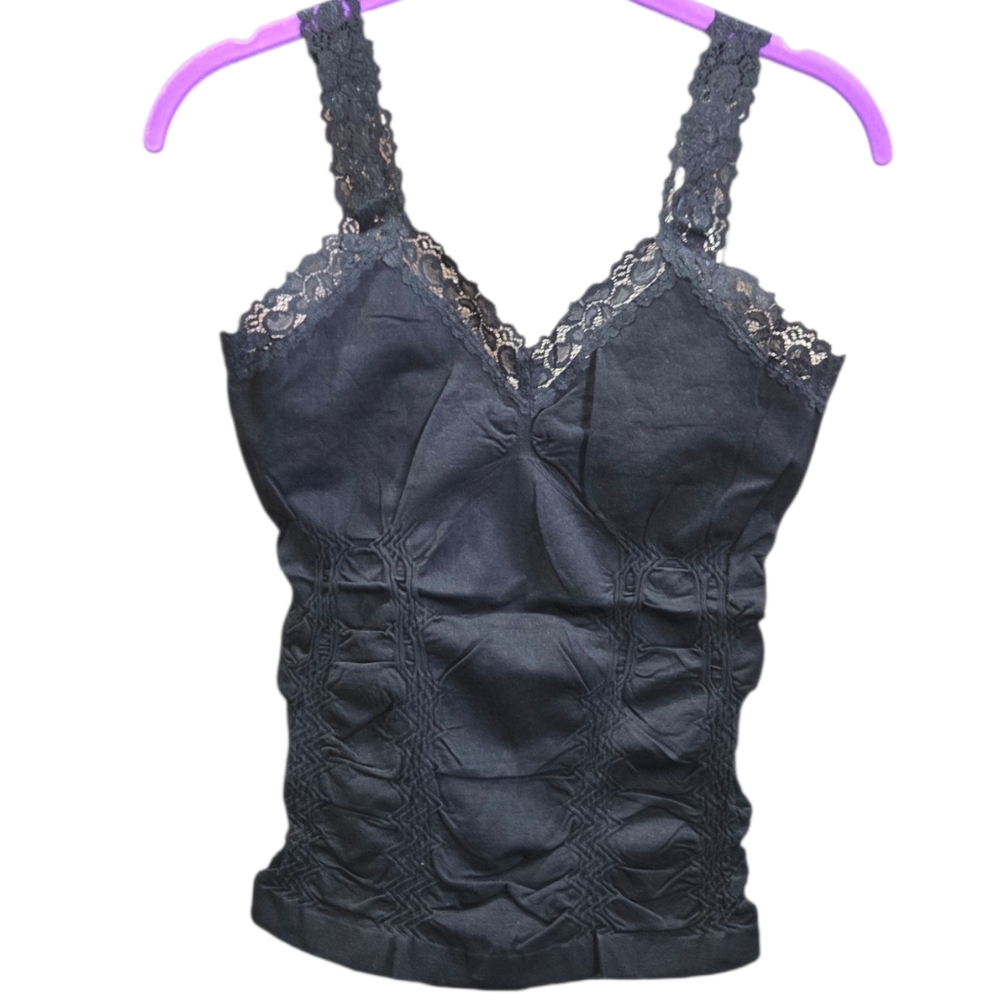 Chic Black Lace Women's Tank Top Free Size